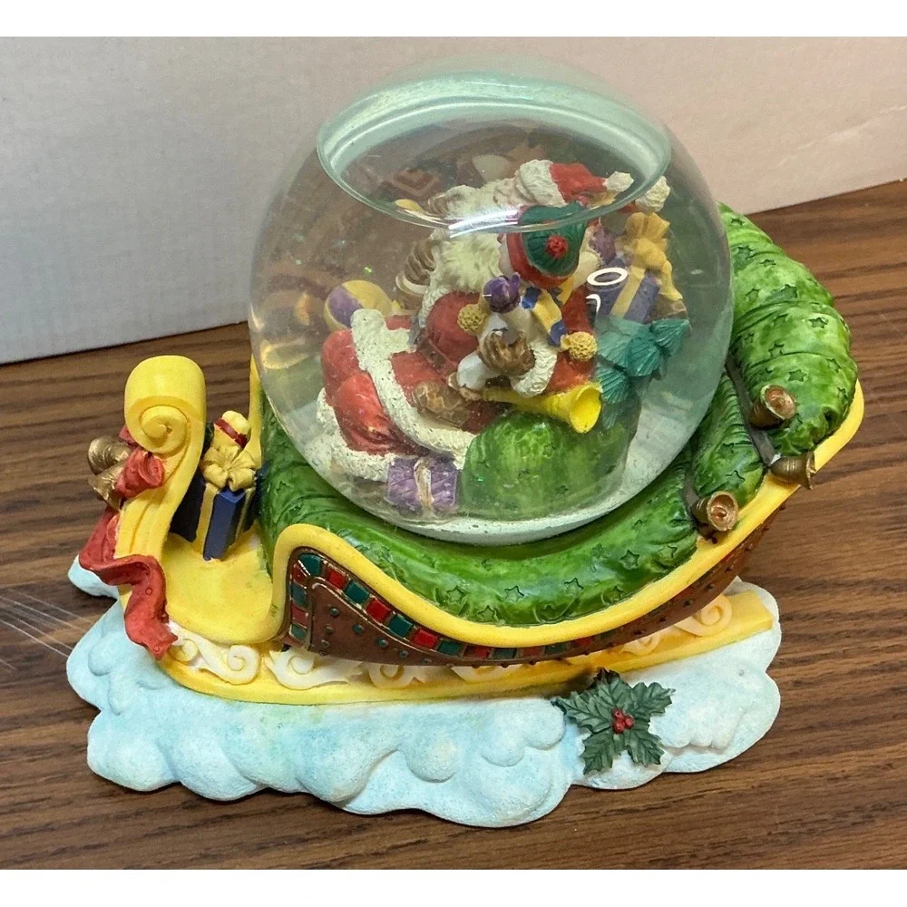 The Trimmerry Vintage Santa Sleigh Water Globe Hand Painted Christmas Decor